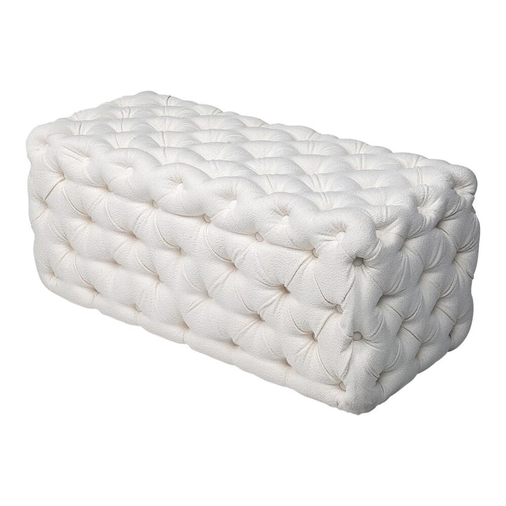 Coastal Chic Boucle Lounge Ottoman - White Rectangular-Furniture > Living Room > Ottomans & Footstools-Nomica Living