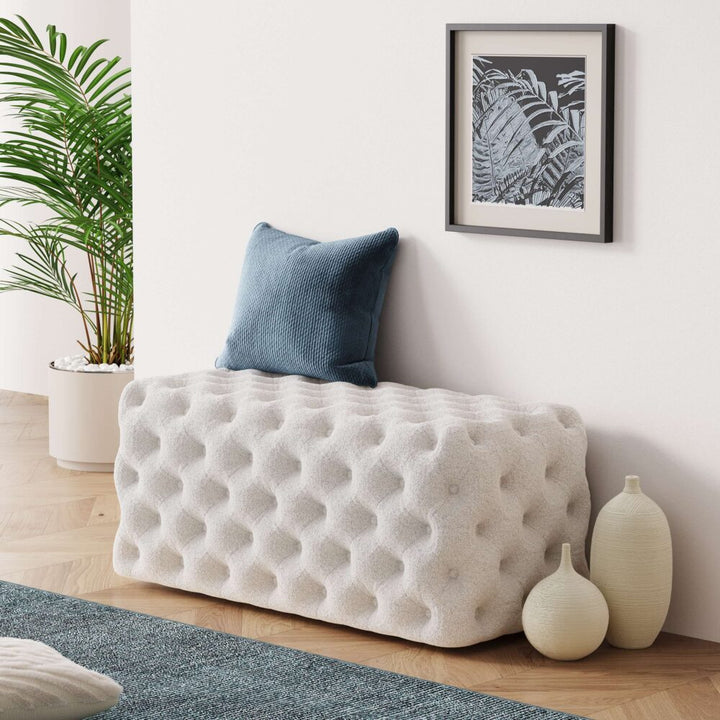 Coastal Chic Boucle Lounge Ottoman - White Rectangular-Furniture > Living Room > Ottomans & Footstools-Nomica Living