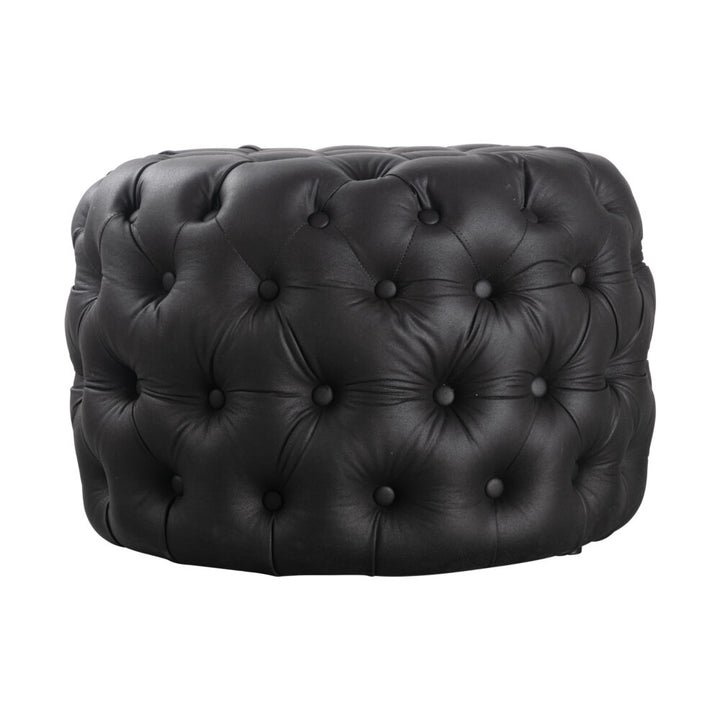 Contemporary Ottoman with Button - Leather-look-Furniture > Living Room > Ottomans & Footstools-Nomica Living