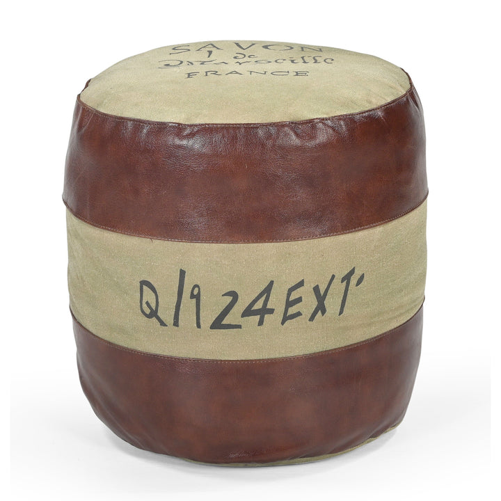 Artisan Round Leather Ottoman - Hand-Crafted Circular Seating-Furniture > Living Room > Ottomans & Footstools-Nomica Living