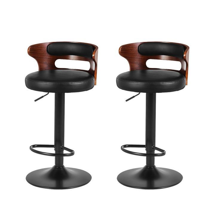 Set of 2 Adjustable Height Bar Stools with Faux Leather Seat