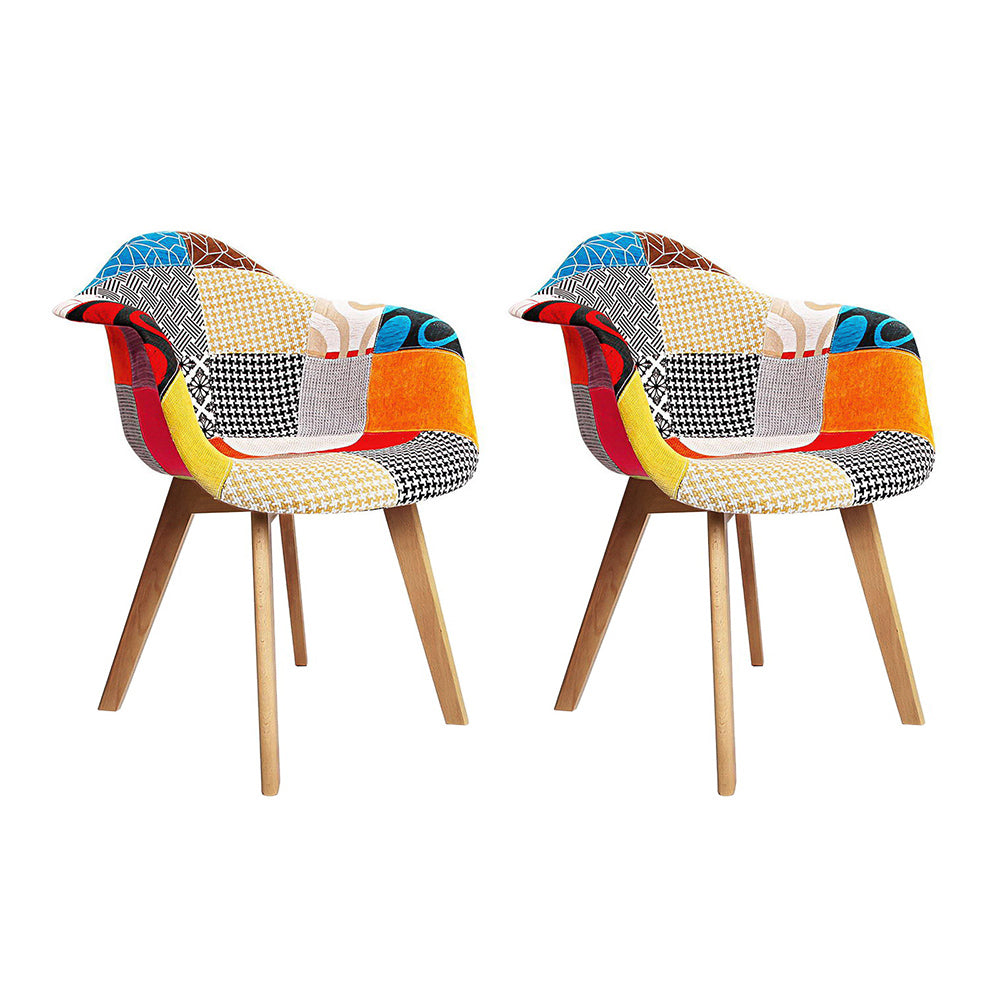 Multi-Colour Fabric Retro Replica DSW Dining Chairs (Set of 2)