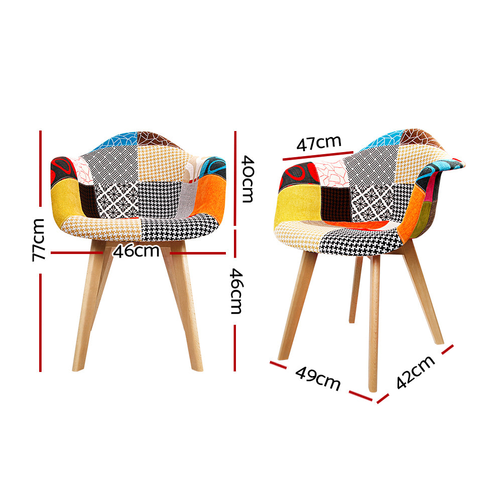 Multi-Colour Fabric Retro Replica DSW Dining Chairs (Set of 2)