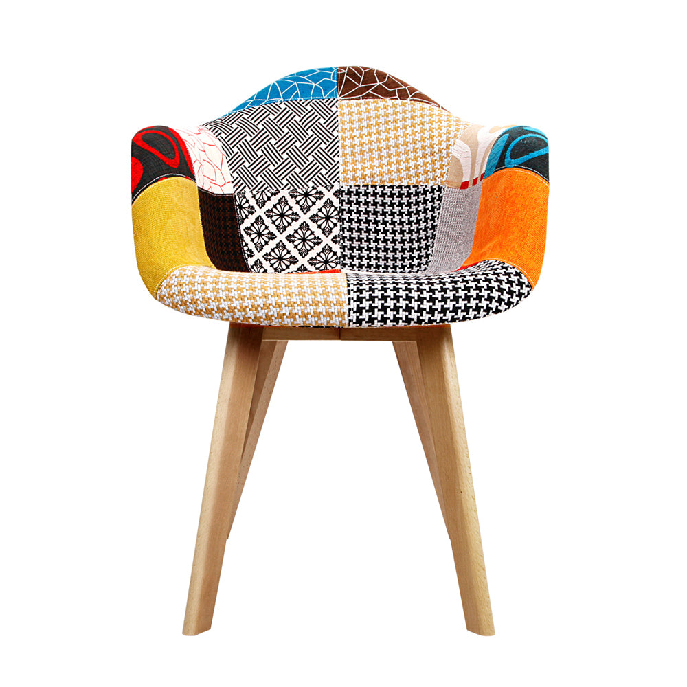 Multi-Colour Fabric Retro Replica DSW Dining Chairs (Set of 2)