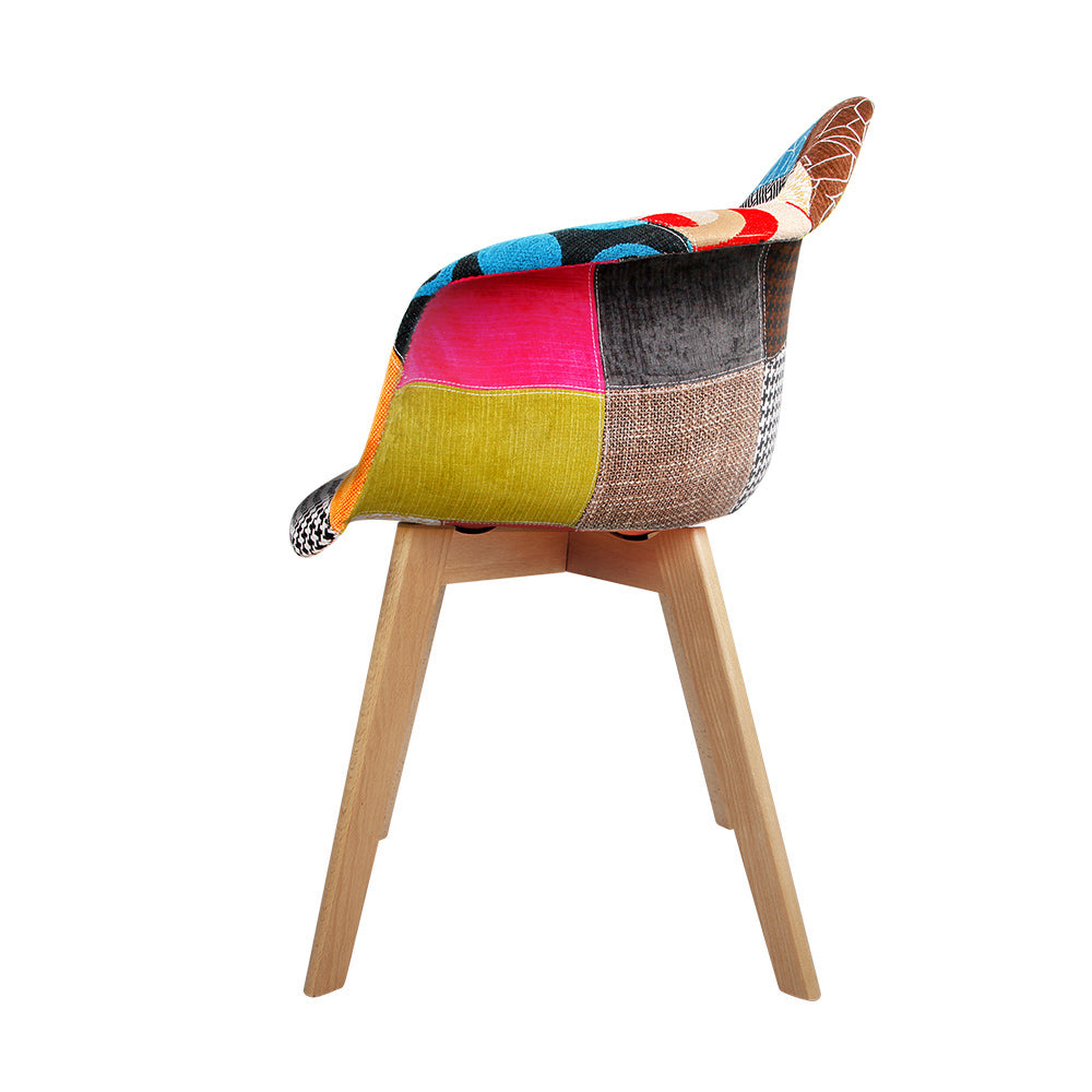 Multi-Colour Fabric Retro Replica DSW Dining Chairs (Set of 2)