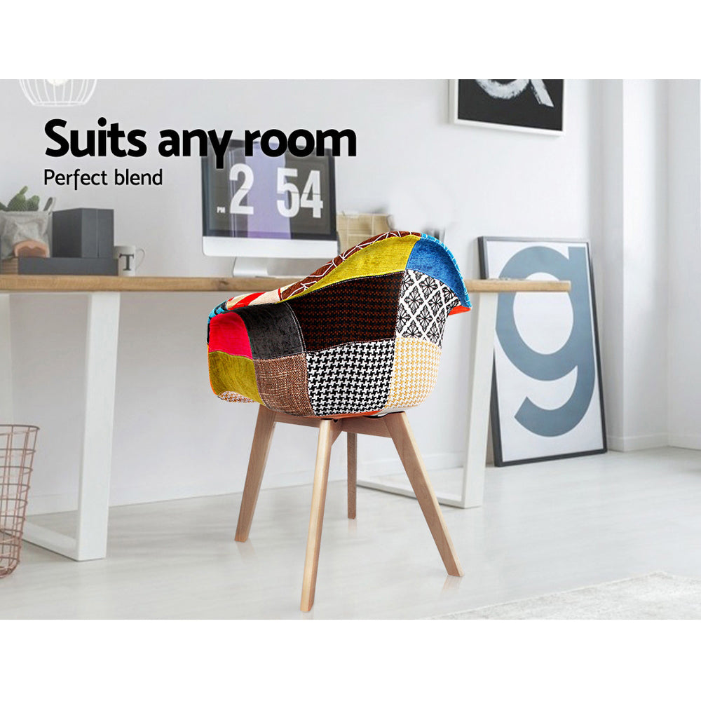 Multi-Colour Fabric Retro Replica DSW Dining Chairs (Set of 2)