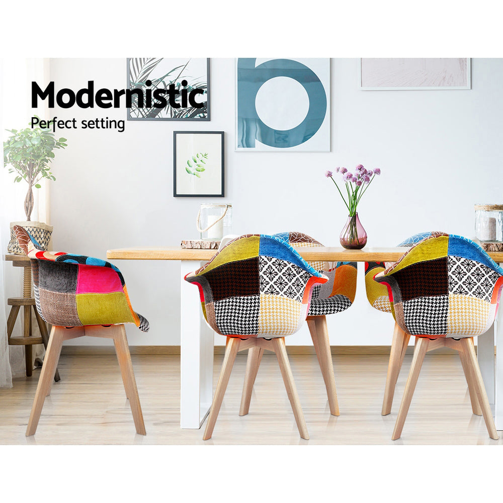 Multi-Colour Fabric Retro Replica DSW Dining Chairs (Set of 2)