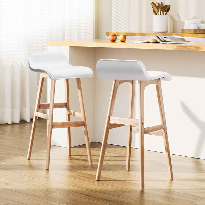 Set of 2 Wooden Bar Stools in White Finish