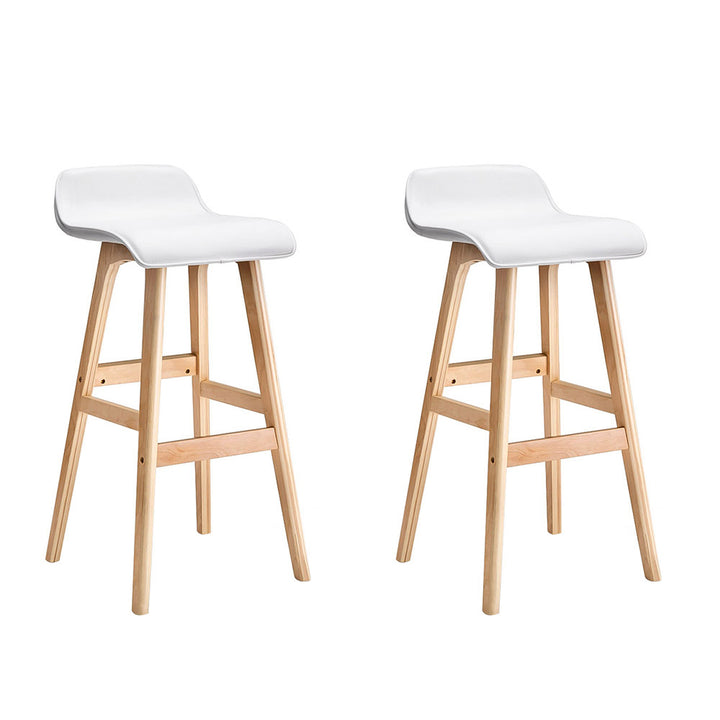 Set of 2 Wooden Bar Stools in White Finish