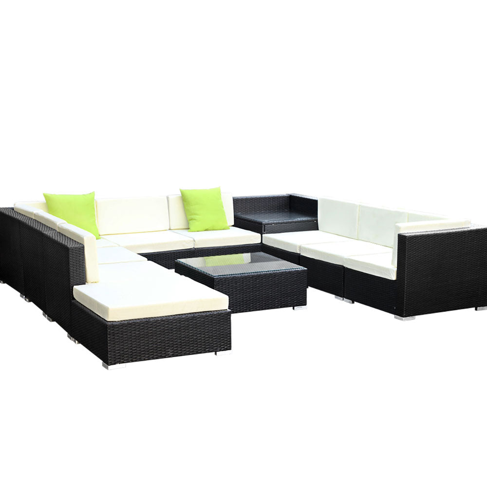 11-Piece Outdoor Sofa Set with Storage Cover