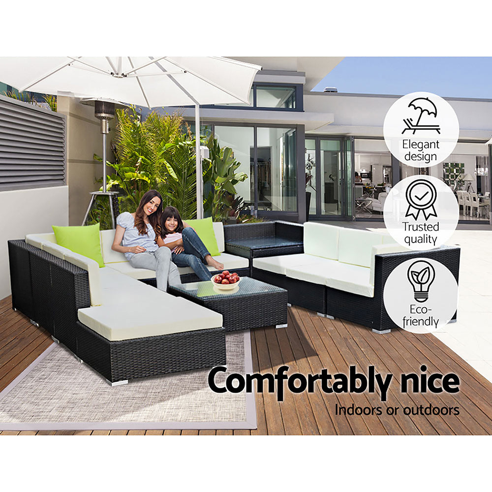 11-Piece Outdoor Sofa Set with Storage Cover