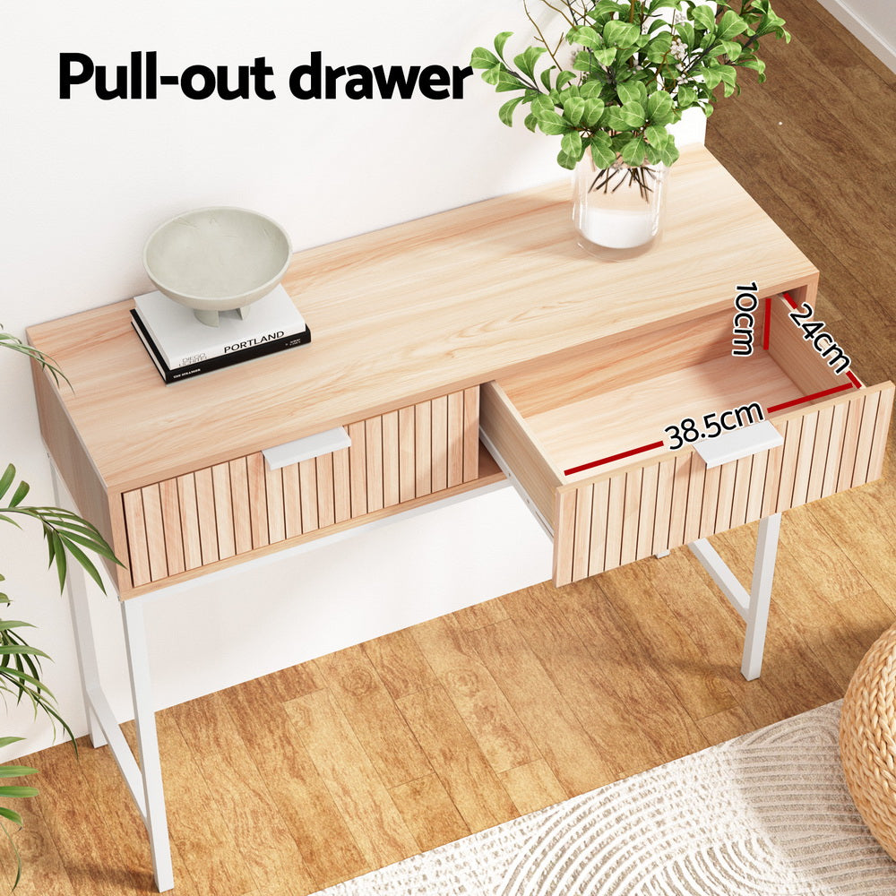 Melamine MDF Console Table with Fluted Design-Furniture > Living Room > Side Tables-Nomica Living