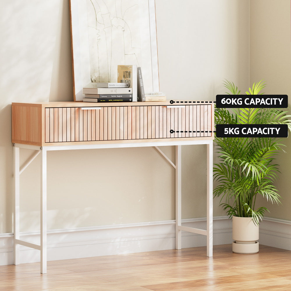 Melamine MDF Console Table with Fluted Design-Furniture > Living Room > Side Tables-Nomica Living