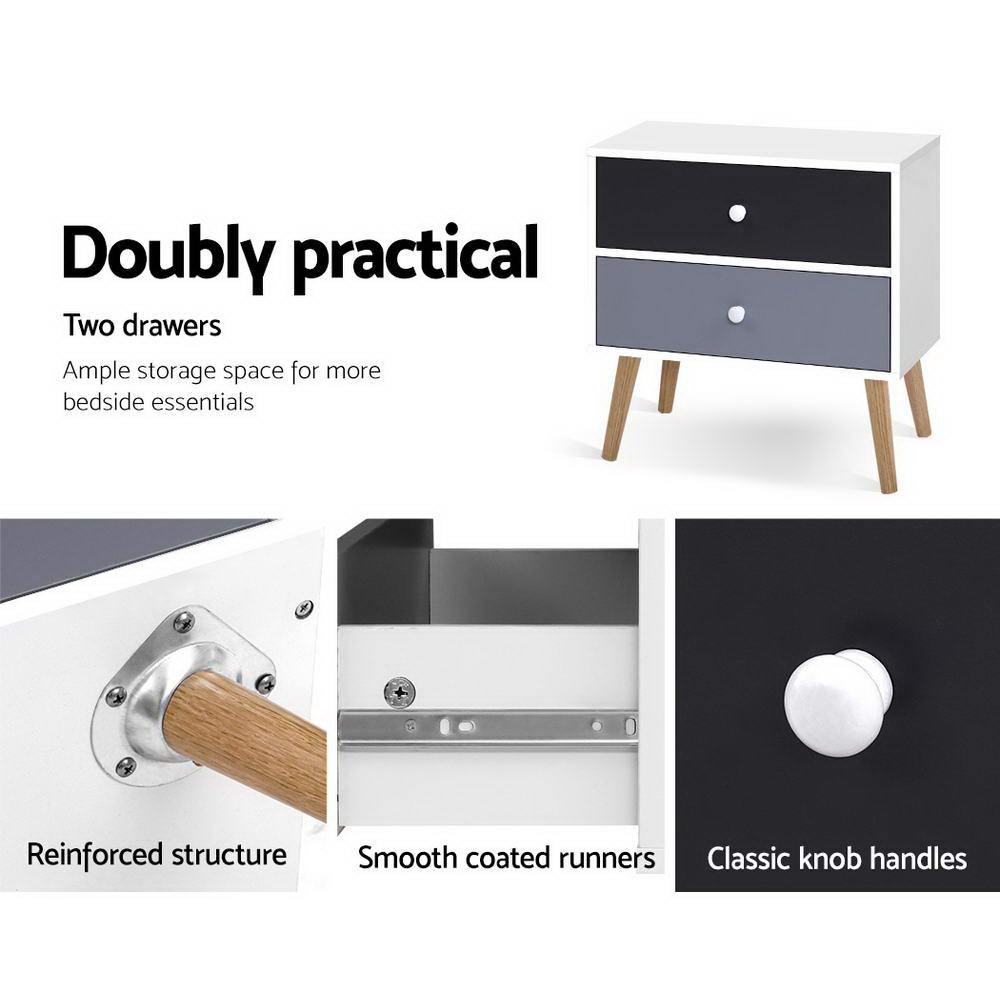 White 2-Drawer Bedside Table | Clean Lines