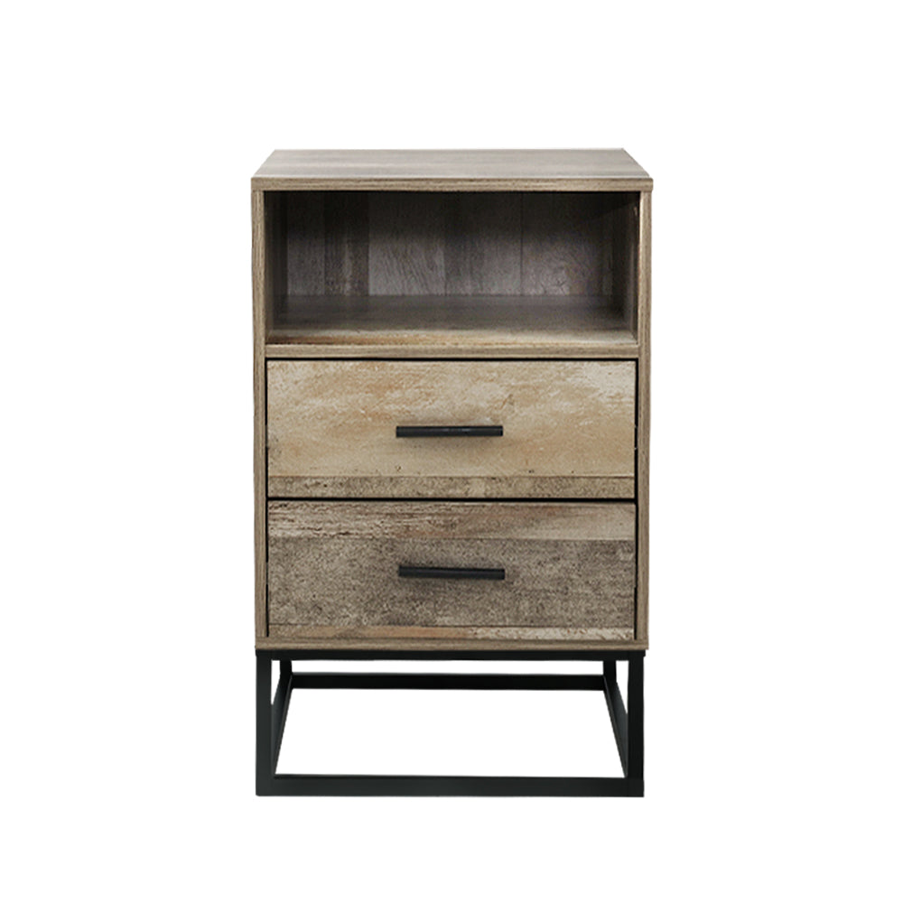 2-Drawer Bedside Table with Open Shelf
