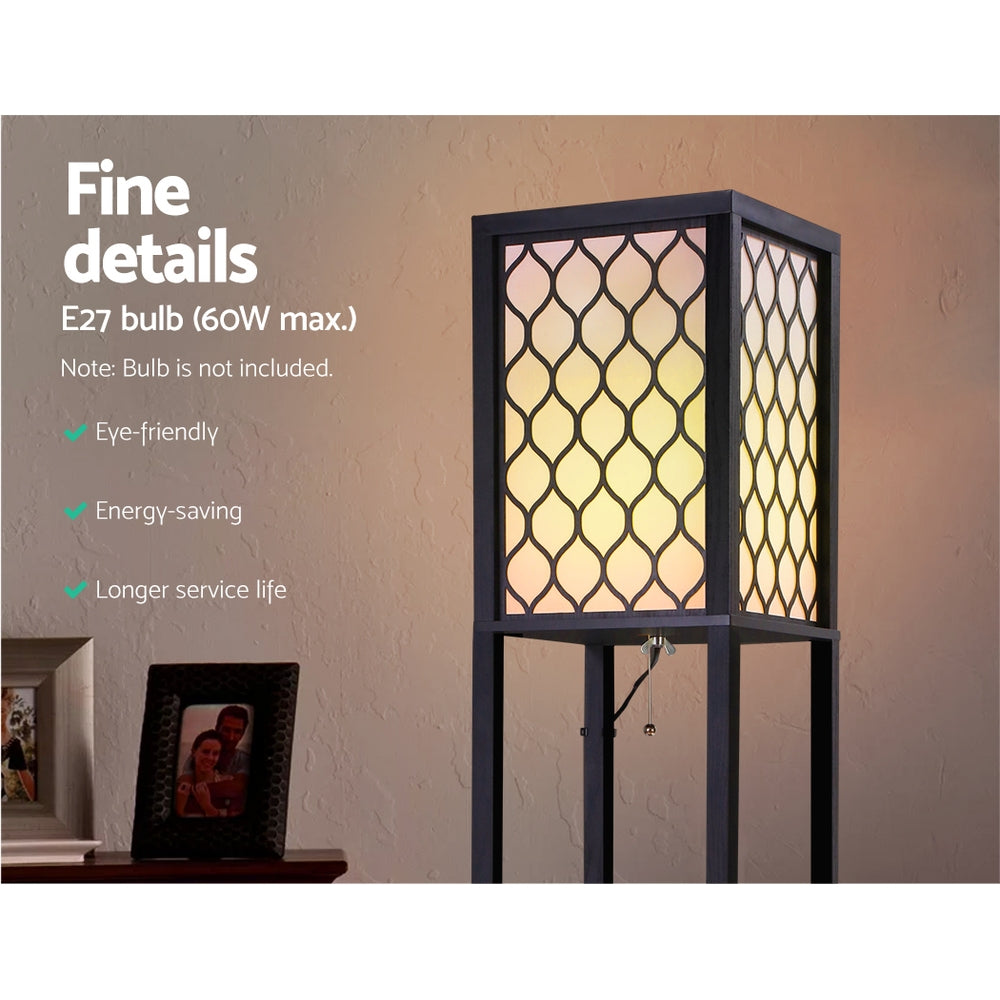 Floor Lamp 3 Tier Shelf Storage LED Light Stand Home Room Pattern - Black-Home & Garden > Lighting > Floor Lamps-Nomica Living