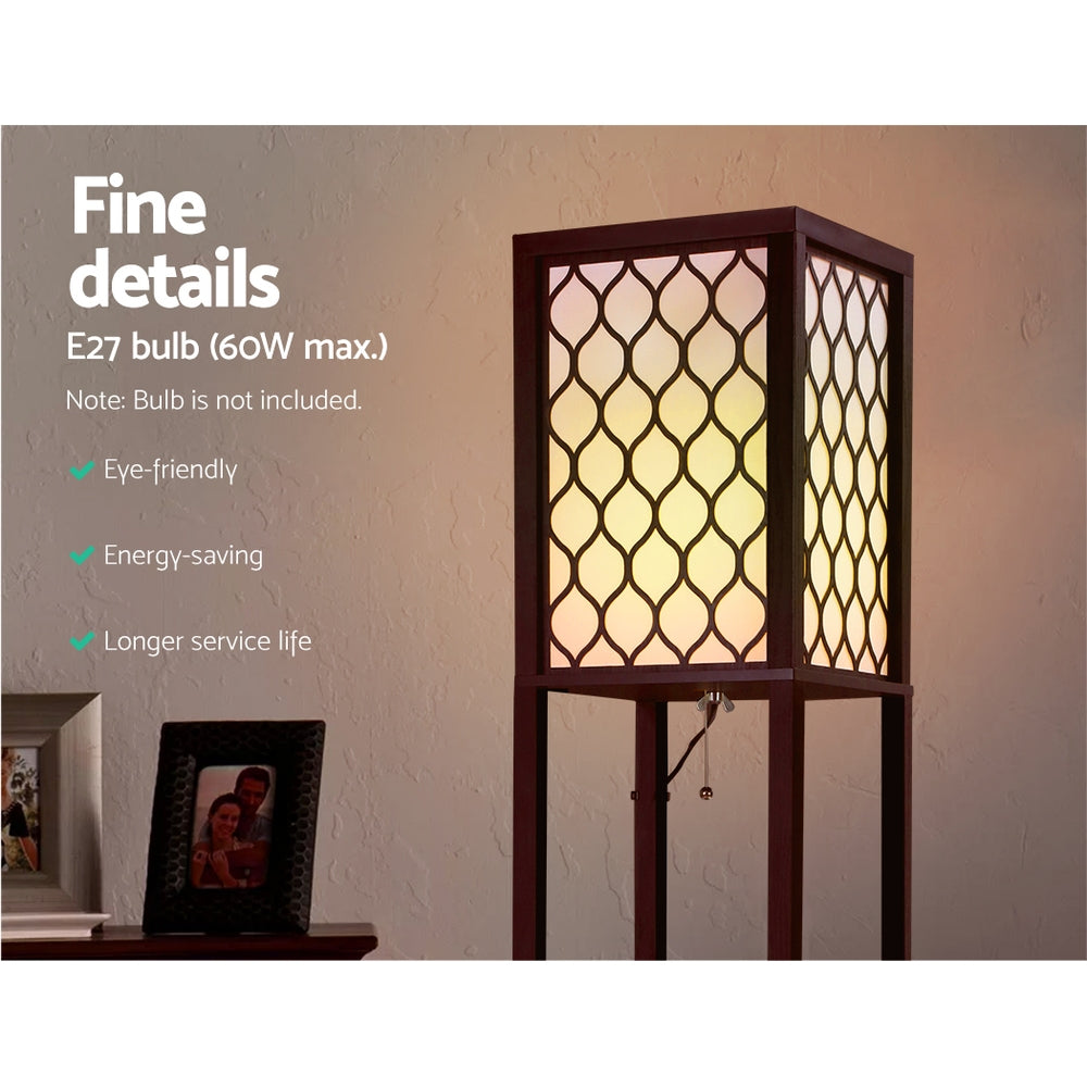Floor Lamp 3 Tier Shelf Storage LED Light Stand Home Room Pattern - Brown-Home & Garden > Lighting > Floor Lamps-Nomica Living