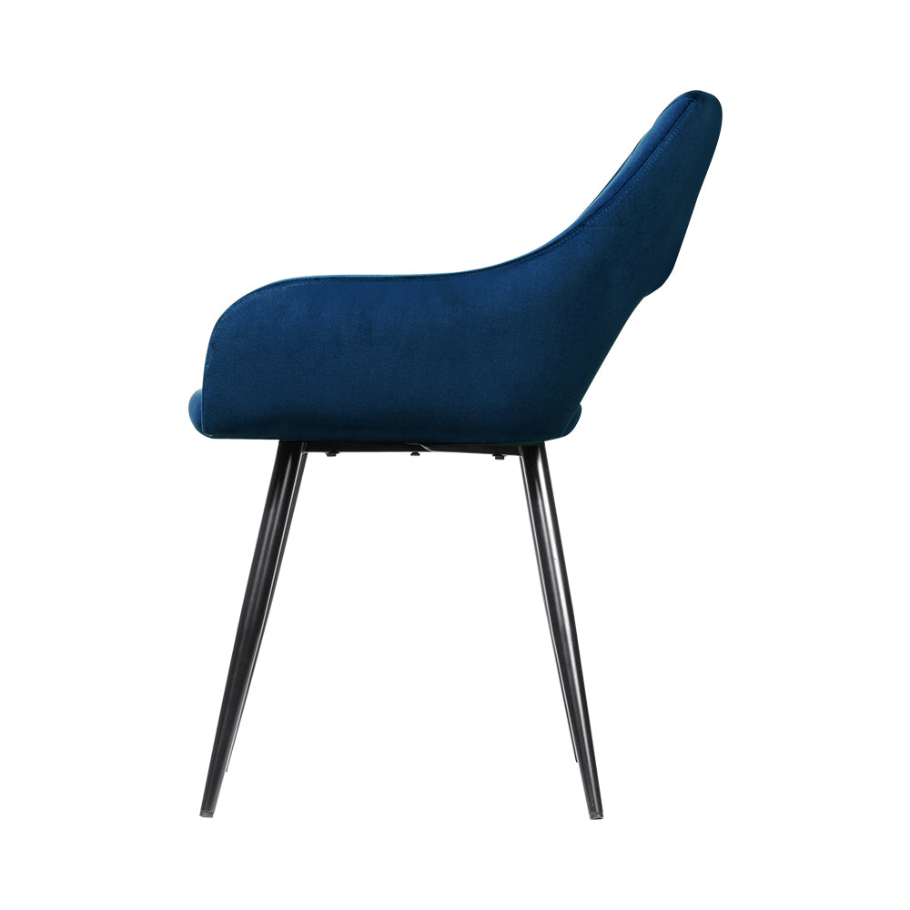 Blue Velvet Hollow Armchair (Set of 2)