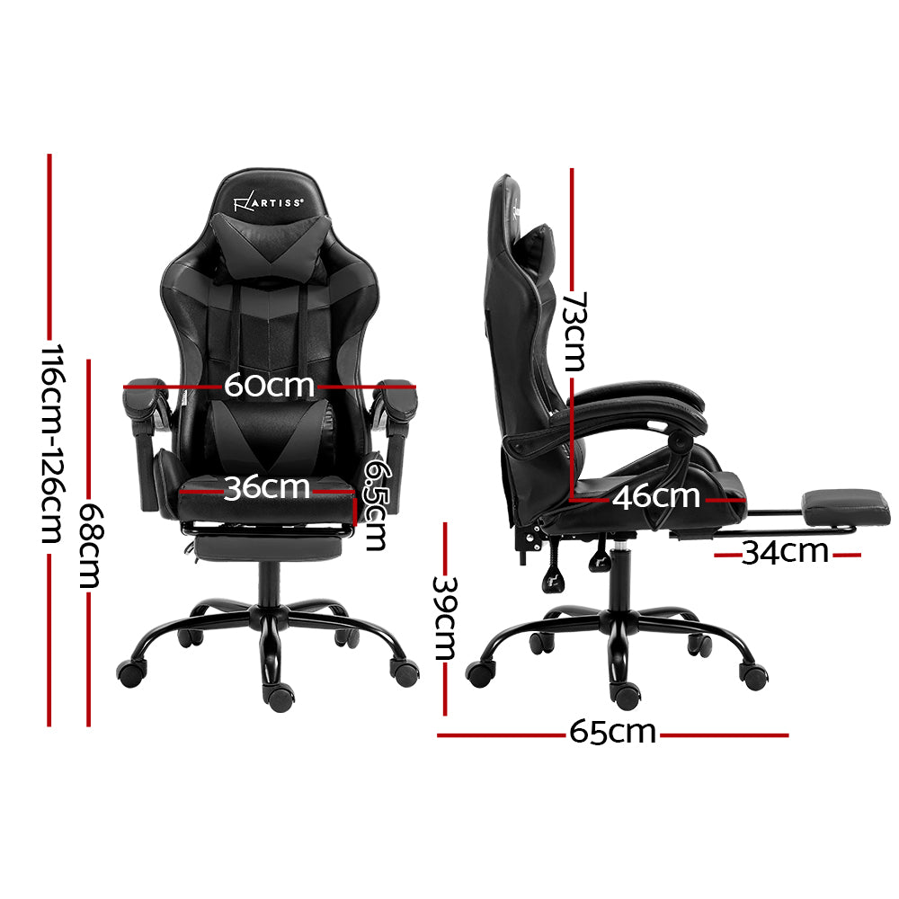 Artiss Ergonomic Gaming Chair - Grey-Furniture > Office > Office & Desk Chairs-Nomica Living