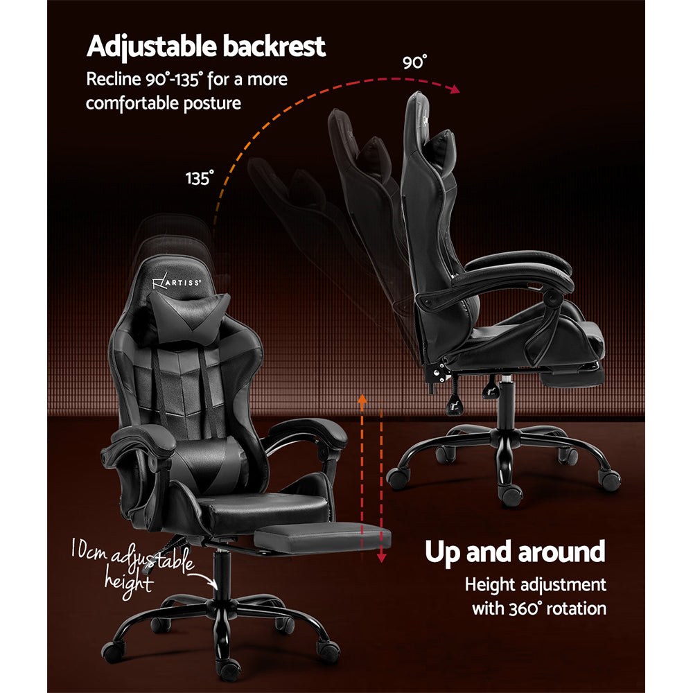 Artiss Ergonomic Gaming Chair - Grey-Furniture > Office > Office & Desk Chairs-Nomica Living
