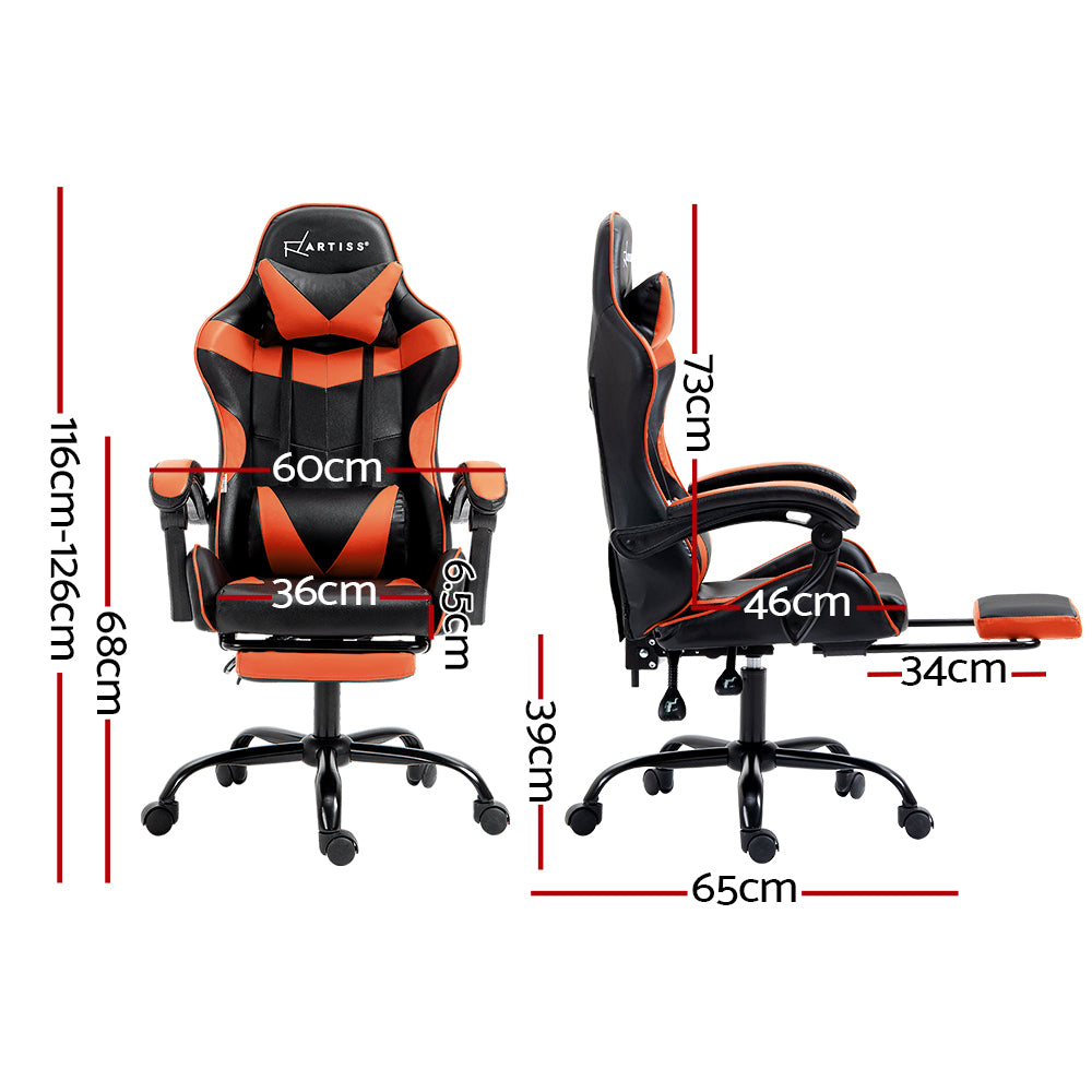 Artiss Ergonomic Gaming Chair - Orange-Furniture > Office > Office & Desk Chairs-Nomica Living