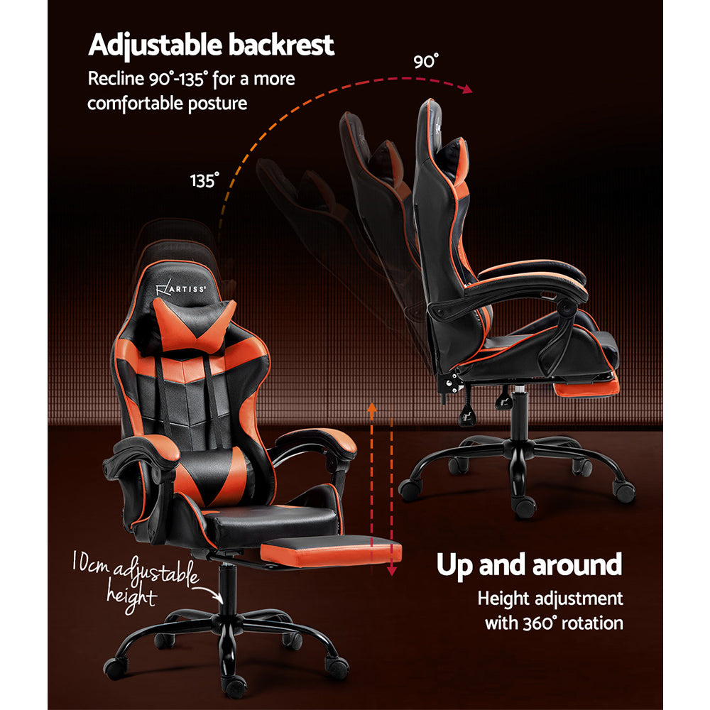Artiss Ergonomic Gaming Chair - Orange-Furniture > Office > Office & Desk Chairs-Nomica Living