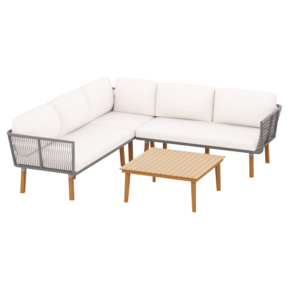 5-Seater Wooden and Aluminum Outdoor Sofa Set