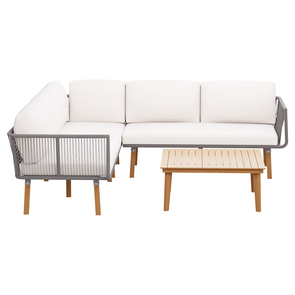 5-Seater Wooden and Aluminum Outdoor Sofa Set