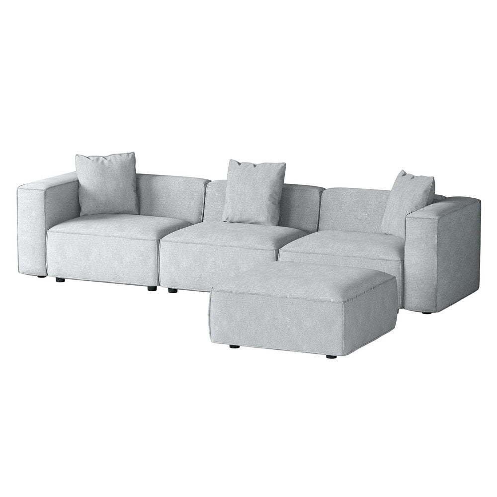 Modular 4-Seater Sofa Chaise Lounge Set in Grey