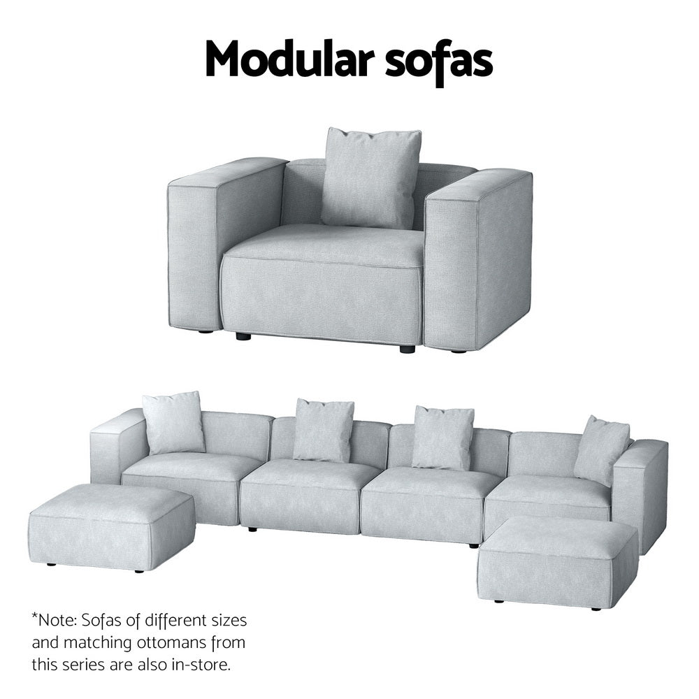 Modular 4-Seater Sofa Chaise Lounge Set in Grey