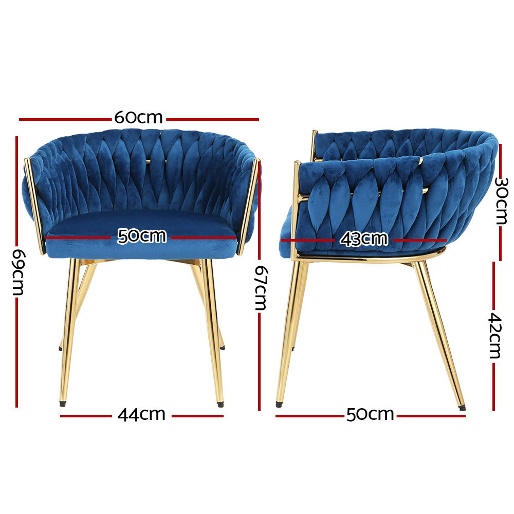 Blue Velvet Weaving Armchair