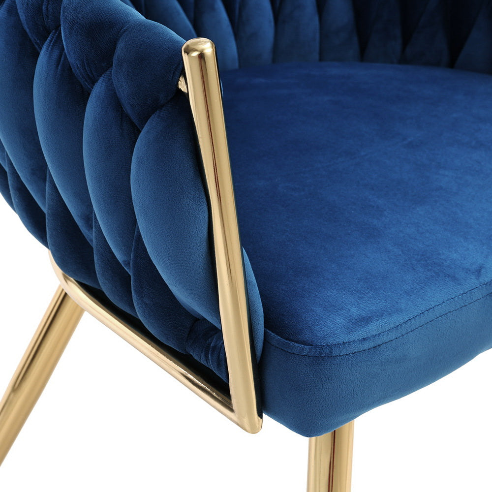 Blue Velvet Weaving Armchair
