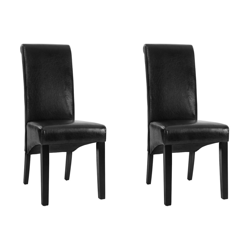 Black Leather Parsons Dining Chairs (Set of 2)