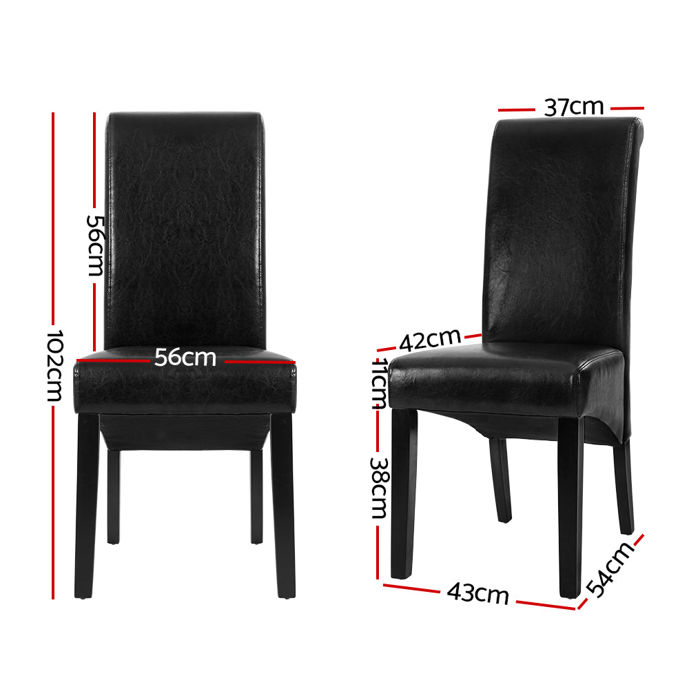 Black Leather Parsons Dining Chairs (Set of 2)