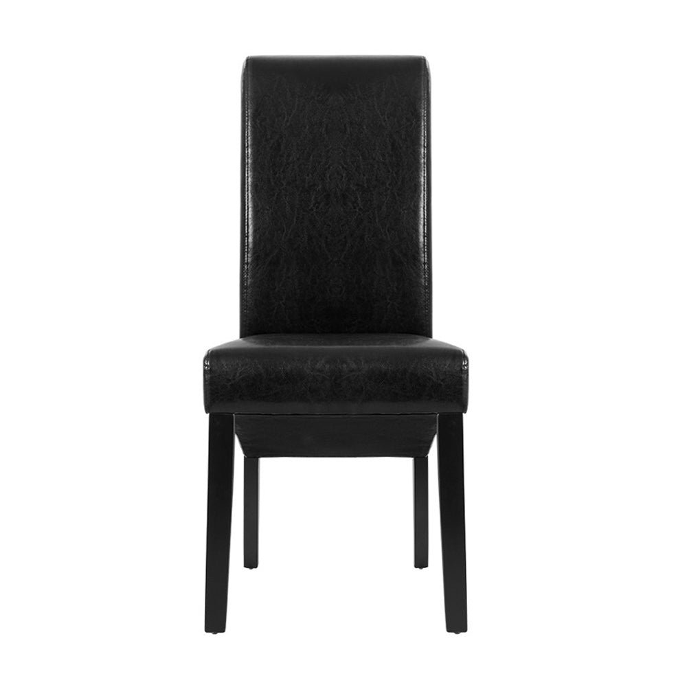 Black Leather Parsons Dining Chairs (Set of 2)