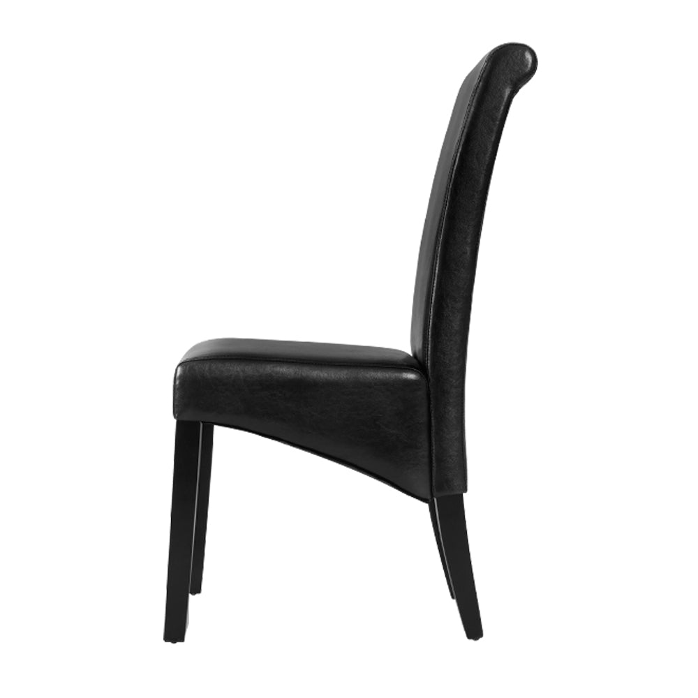 Black Leather Parsons Dining Chairs (Set of 2)