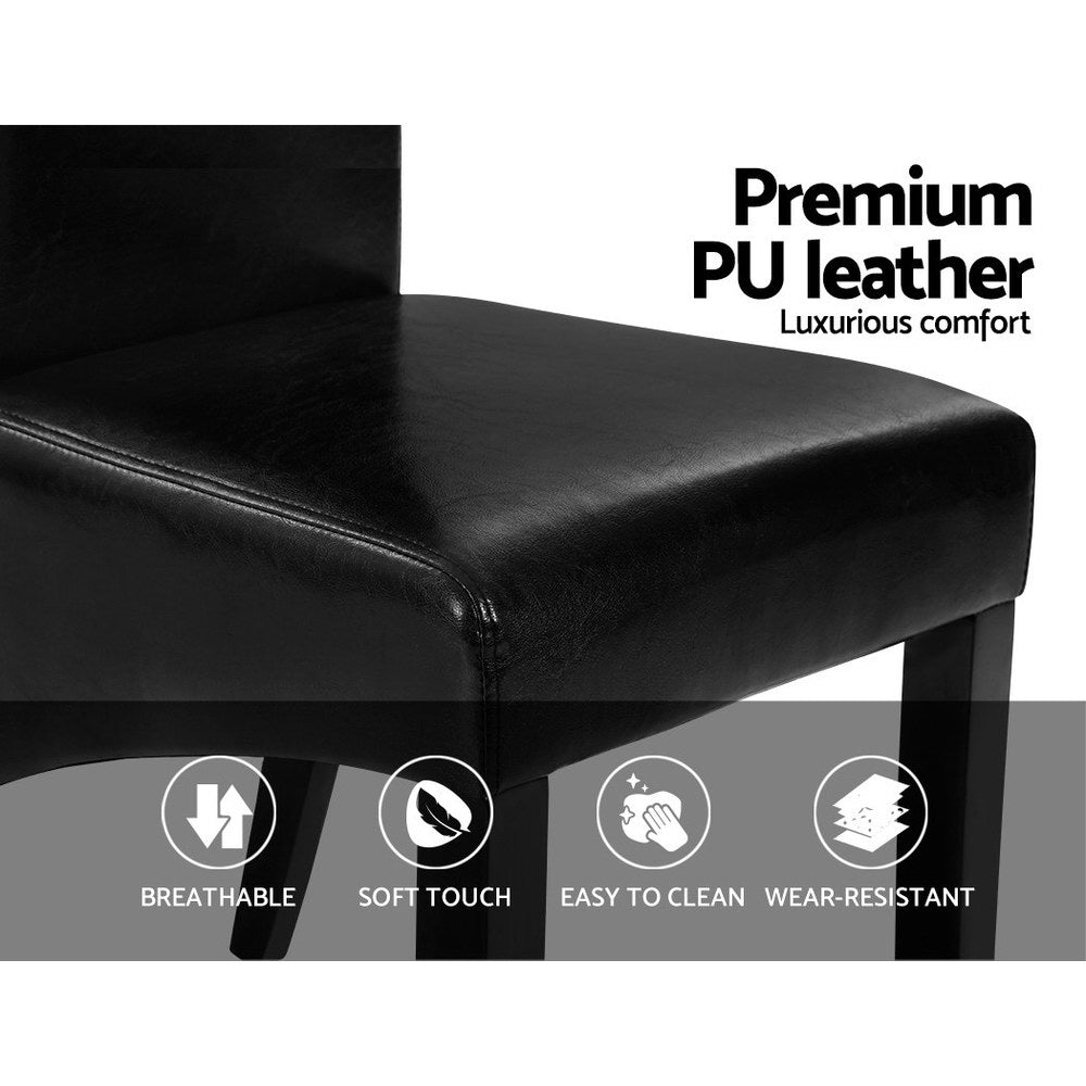 Black Leather Parsons Dining Chairs (Set of 2)