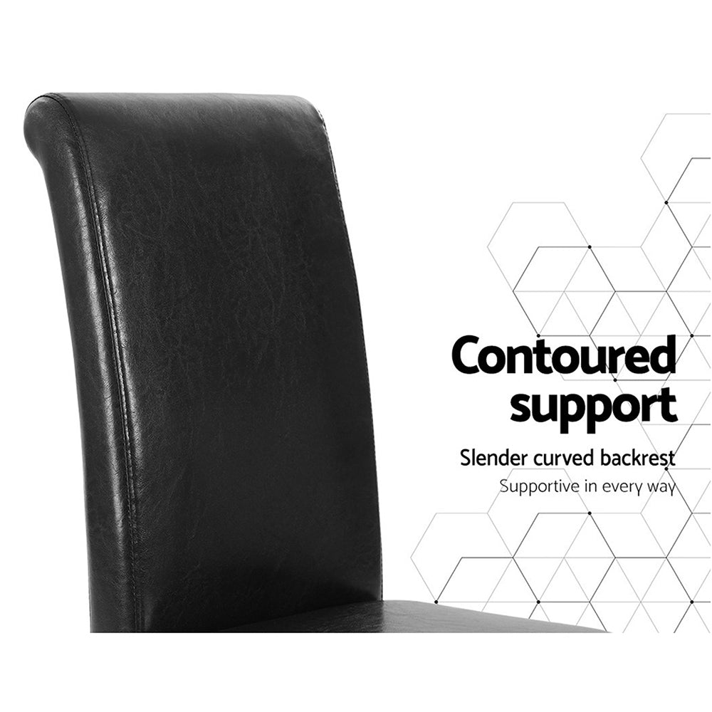 Black Leather Parsons Dining Chairs (Set of 2)