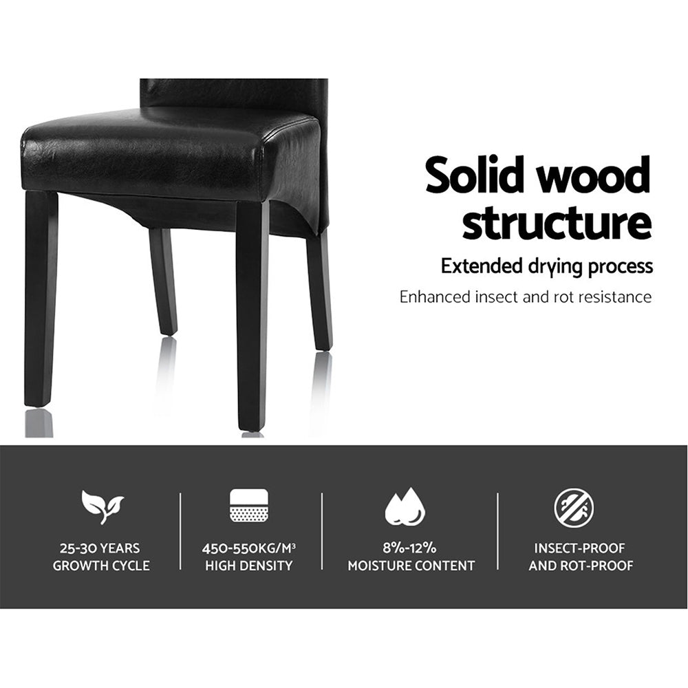 Black Leather Parsons Dining Chairs (Set of 2)