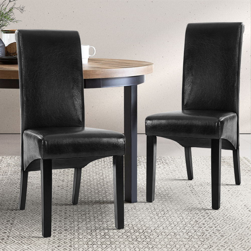 Black Leather Parsons Dining Chairs (Set of 2)