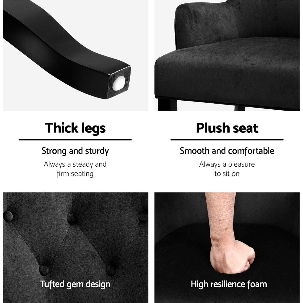 Black Velvet French Provincial Armchair