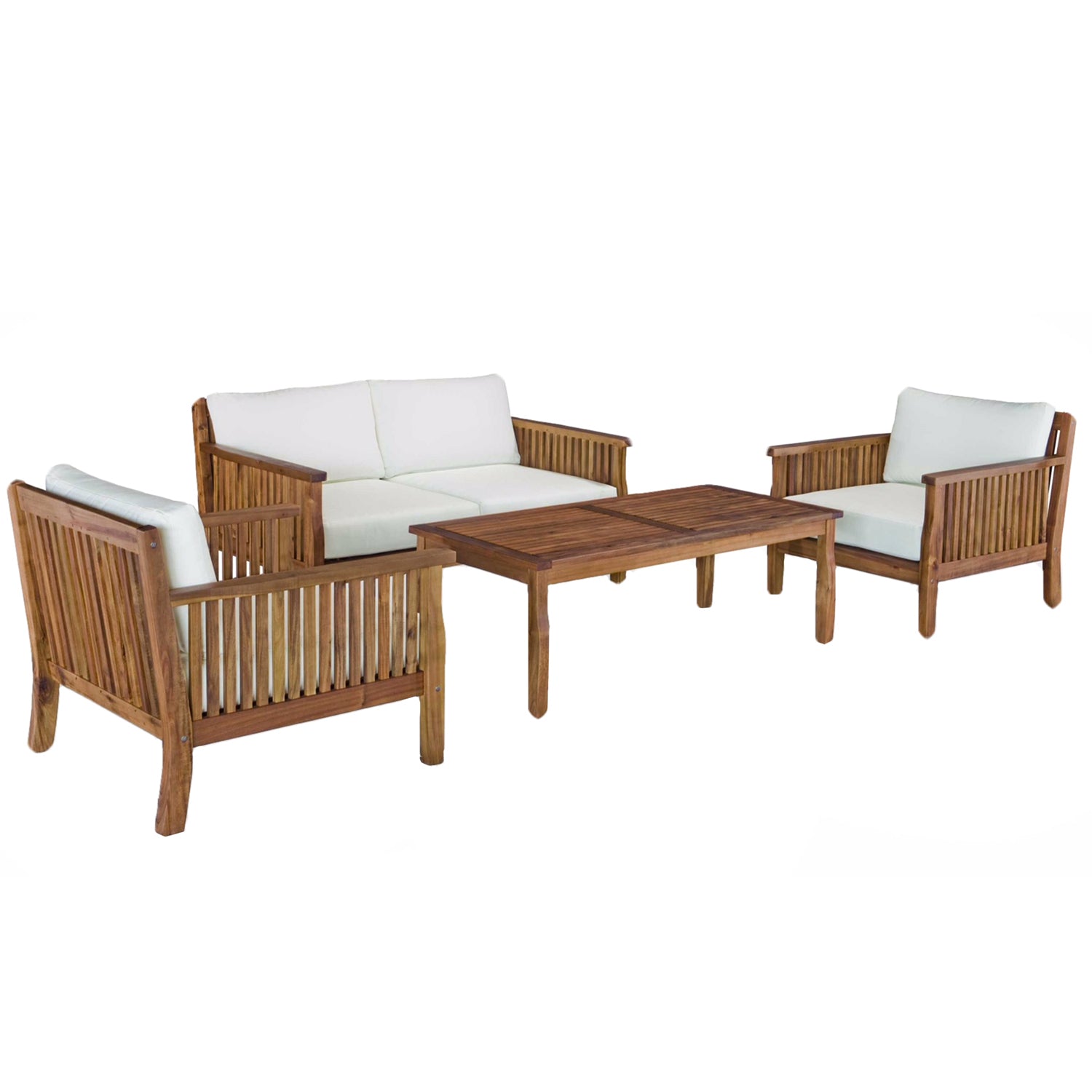 4-Piece Acacia Wood Outdoor Lounge Set
