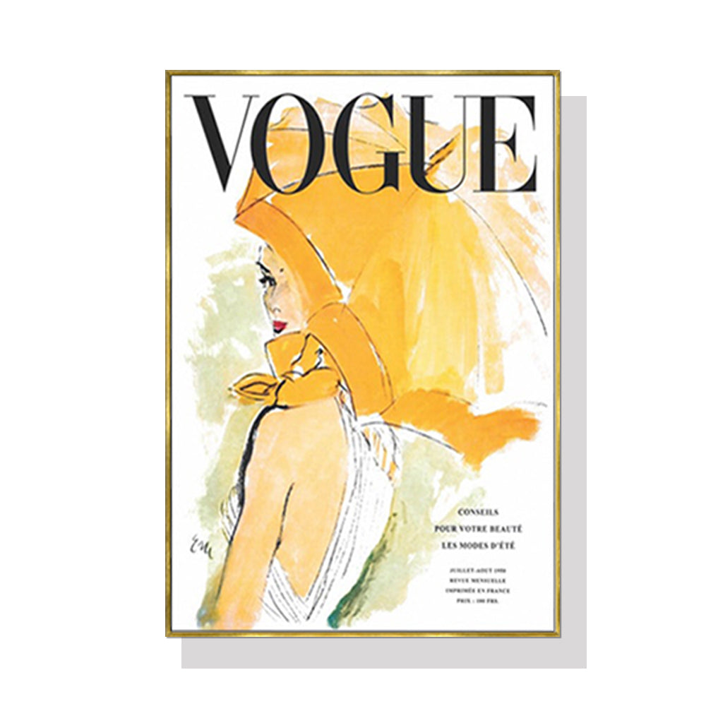 Vogue Girl Wall Art – 80x120cm Gold Frame Canvas