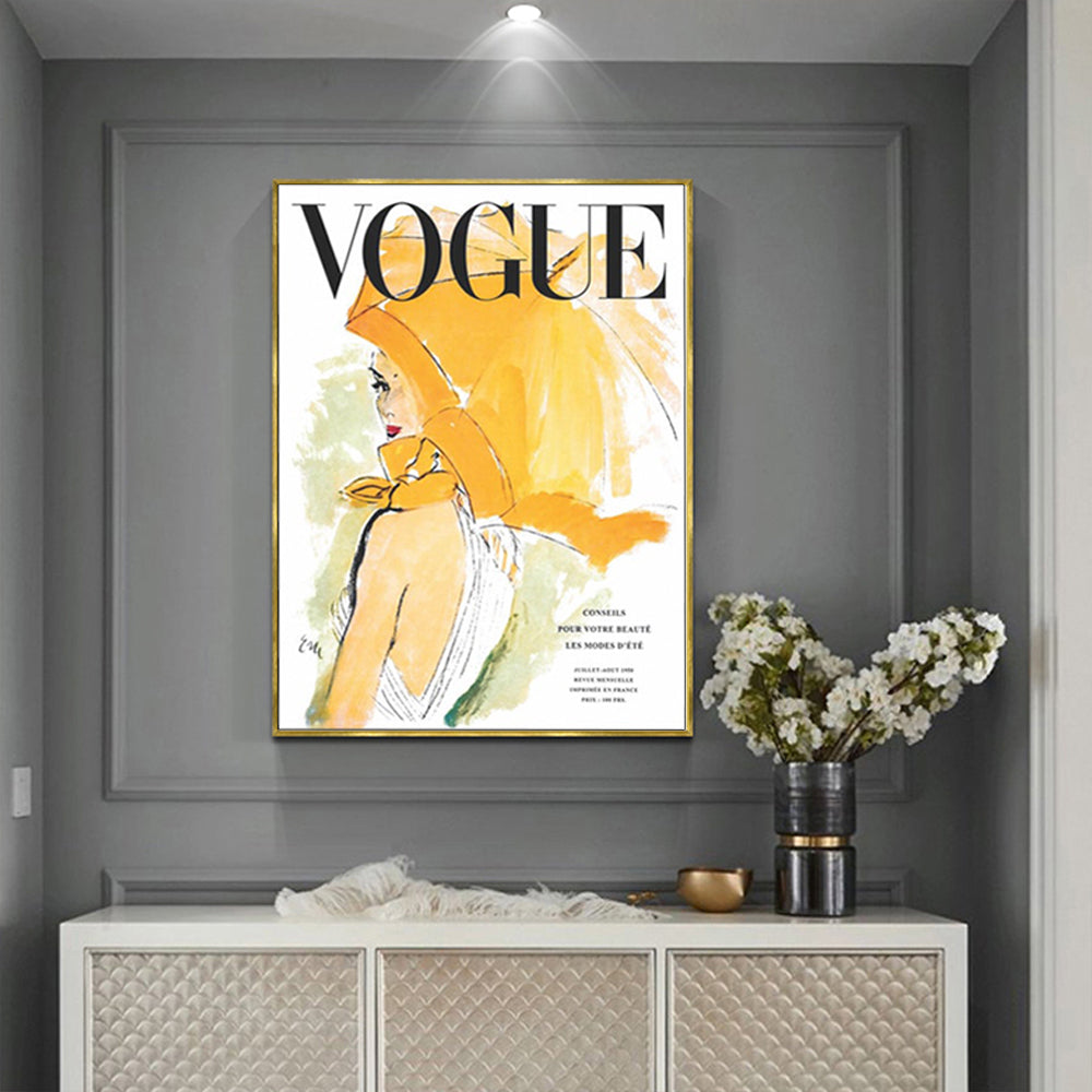 Vogue Girl Wall Art – 80x120cm Gold Frame Canvas