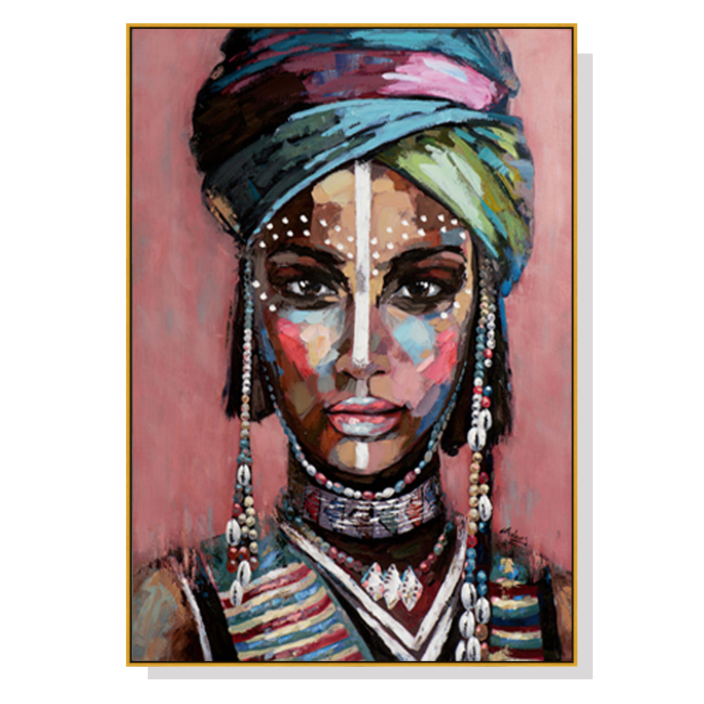 African Woman II Wall Art – 80cm x 120cm Gold Frame Canvas