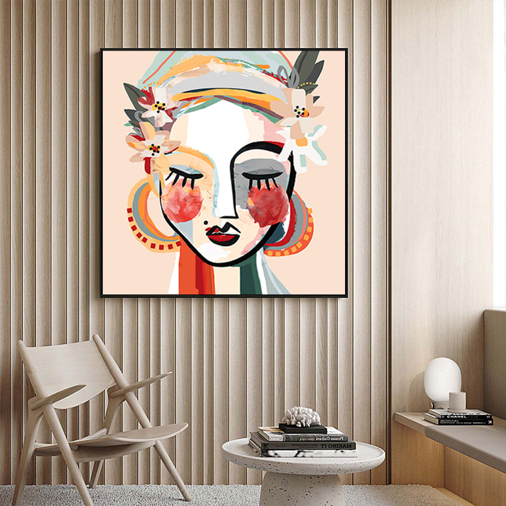 Sophie Wall Art – 100cm x 100cm Black Frame Canvas