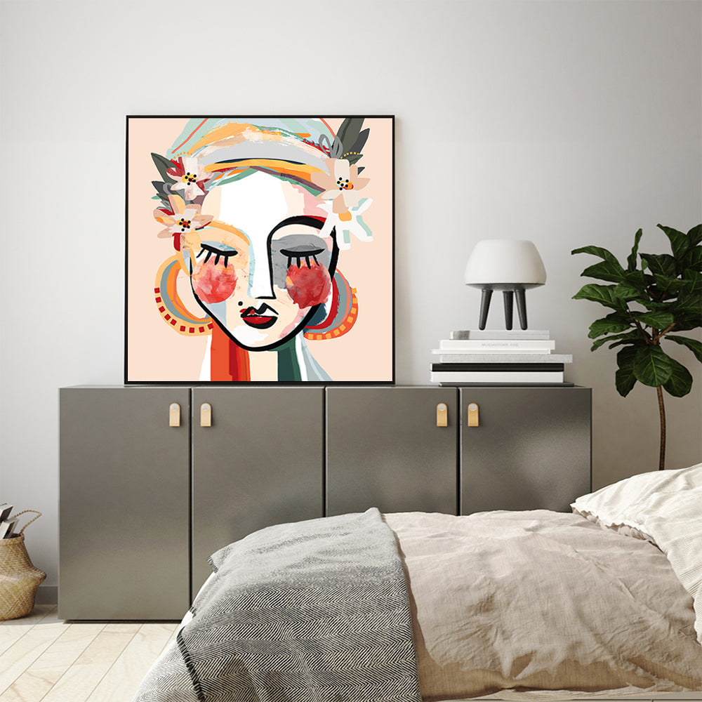 Sophie Wall Art – 100cm x 100cm Black Frame Canvas