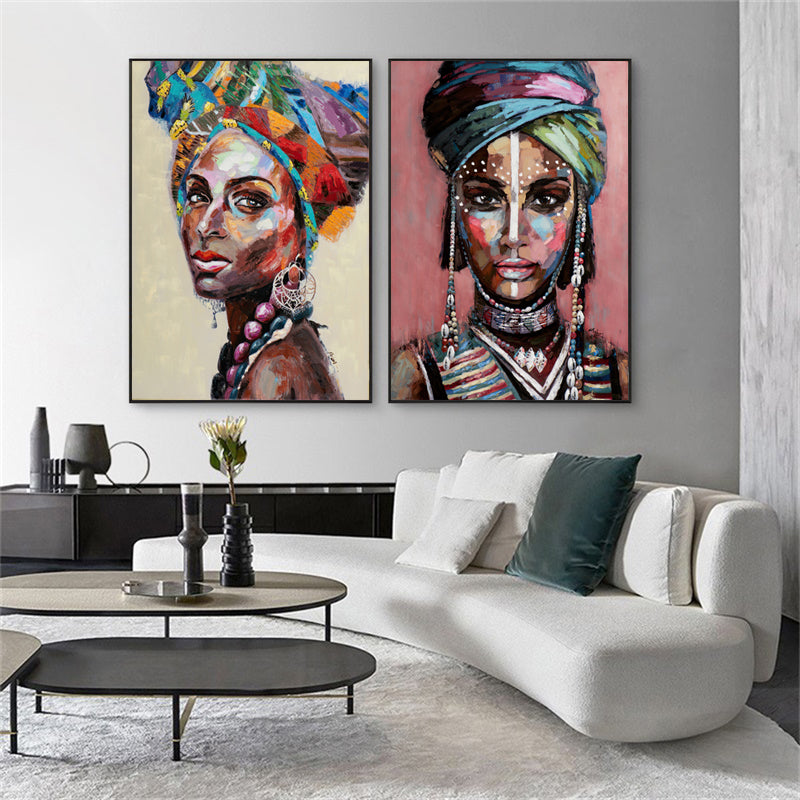 African Women Wall Art – 80x120cm Black Frame Canvas Set of 2