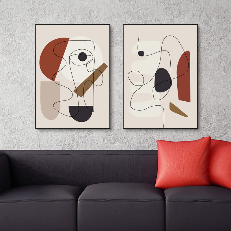 Abstract Line Art by Picasso – 80x120cm Black Frame Canvas Set of 3
