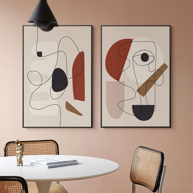 Abstract Line Art by Picasso – 80x120cm Black Frame Canvas Set of 3